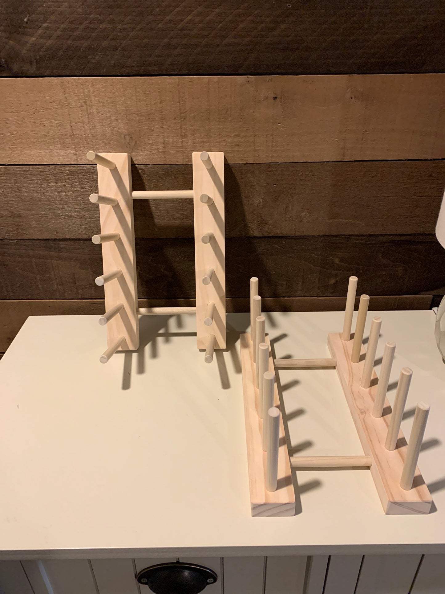 2 Small Wooden Dowel Storage Racks - Framed Art, Picture Frame, Plate Rack, Display