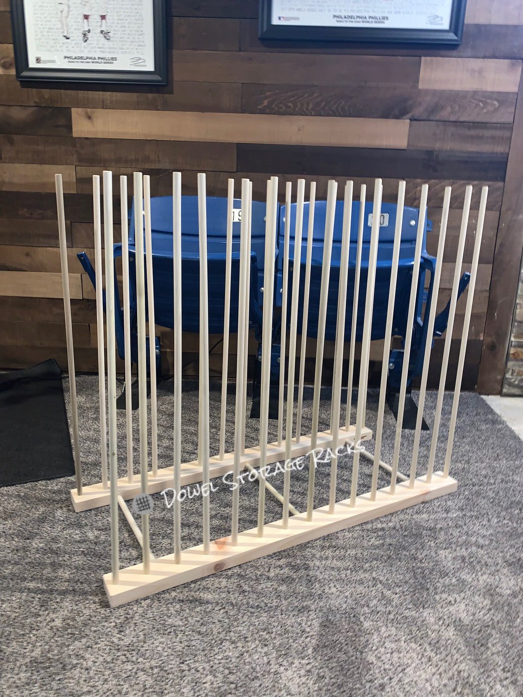 Art Storage Rack - 36” long x 16” wide base w/ 30” tall dowels