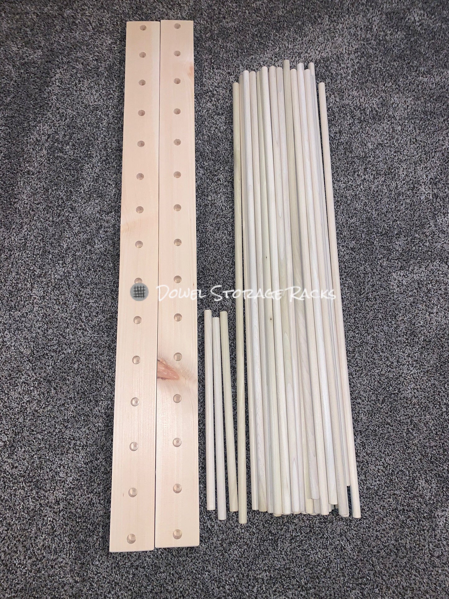 Art Storage Rack - 36” long x 16” wide base w/ 30” tall dowels